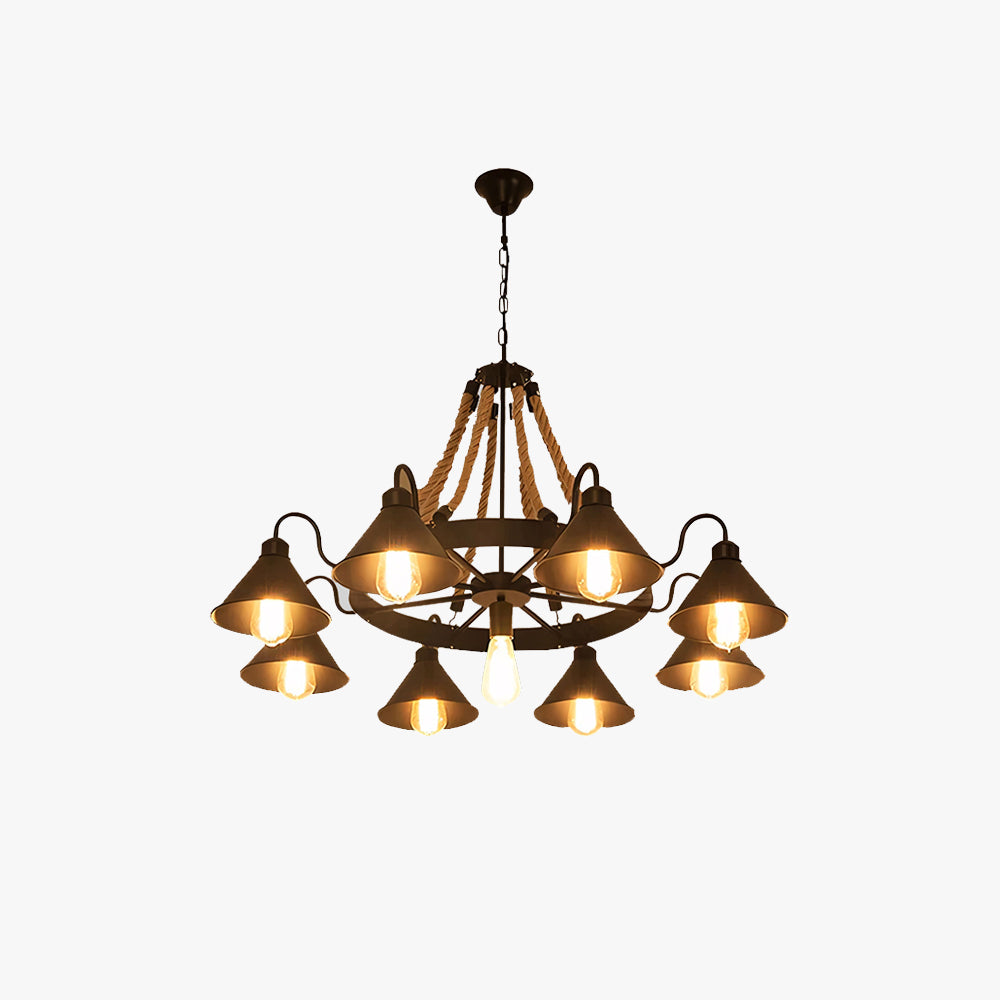 Aura Chandelier Vintage Metal Industrial Rope Living Room Dinning Room