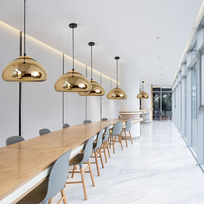 Halo Pendant Light Modern Glass Metal Bread Shape Dining Room