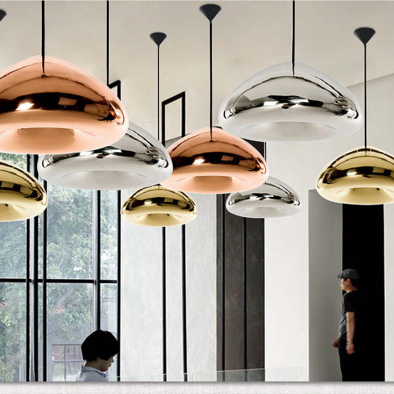 Halo Pendant Light Modern Glass Metal Bread Shape Dining Room