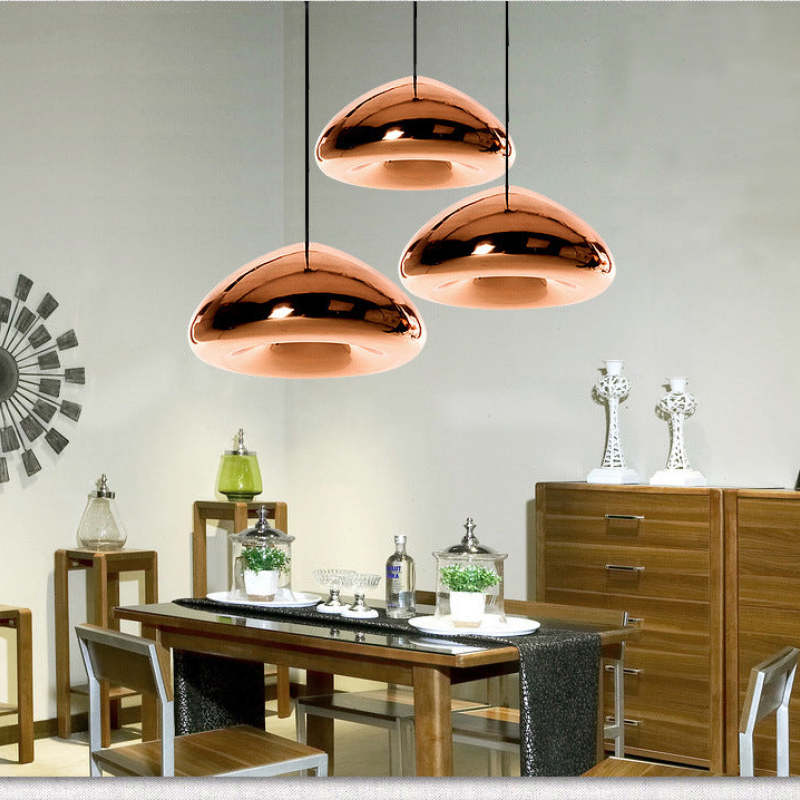Halo Pendant Light Modern Glass Metal Bread Shape Dining Room