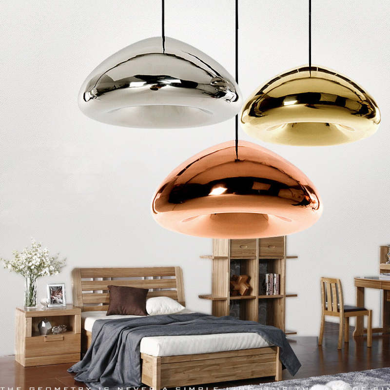 Halo Pendant Light Modern Glass Metal Bread Shape Dining Room