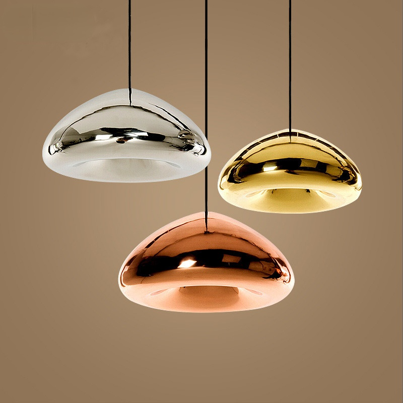 Halo Pendant Light Modern Glass Metal Bread Shape Dining Room