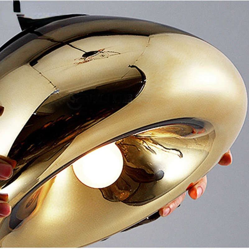 Halo Pendant Light Modern Glass Metal Bread Shape Dining Room