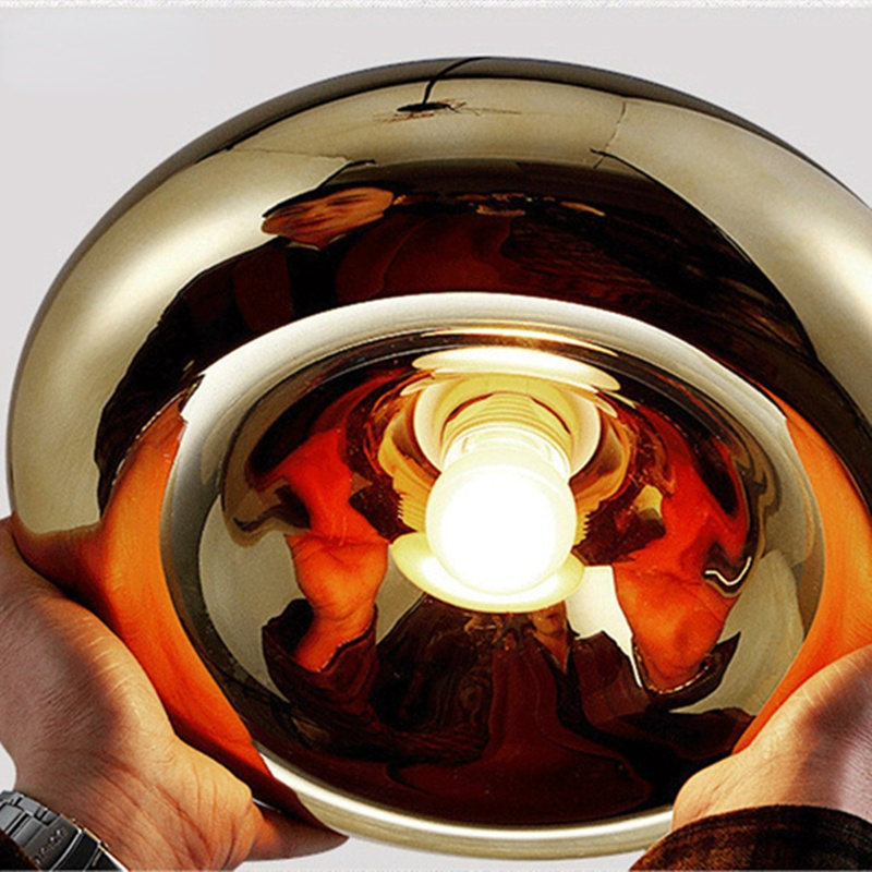 Halo Pendant Light Modern Glass Metal Bread Shape Dining Room