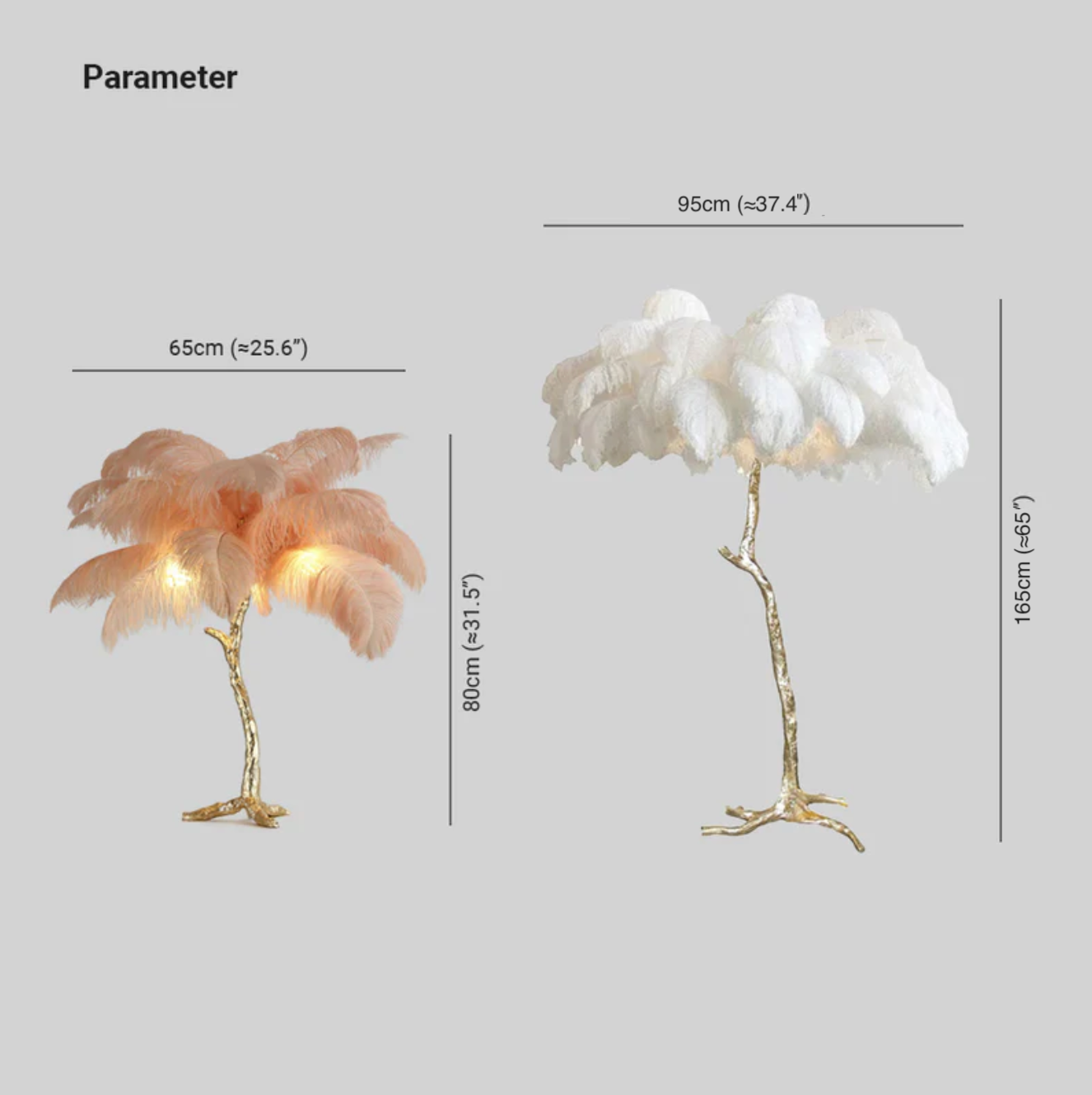 Yono Floor Table Lamp Ostrich Feathers Exclusive Nordic Luxury