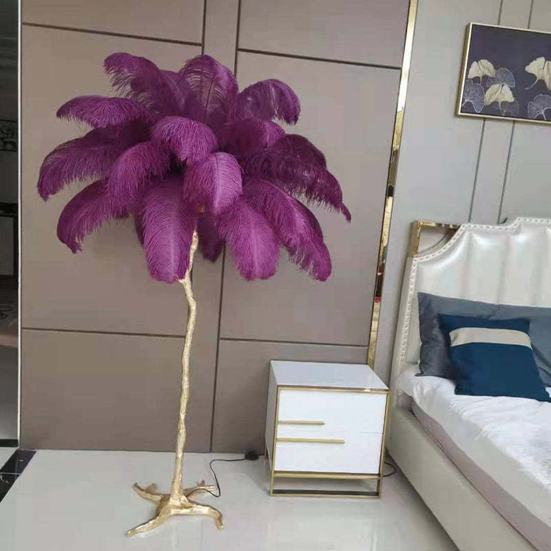 Yono Floor Table Lamp Ostrich Feathers Exclusive Nordic Luxury