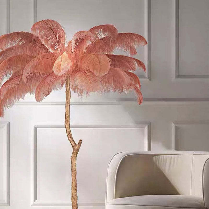Yono Floor Table Lamp Ostrich Feathers Exclusive Nordic Luxury