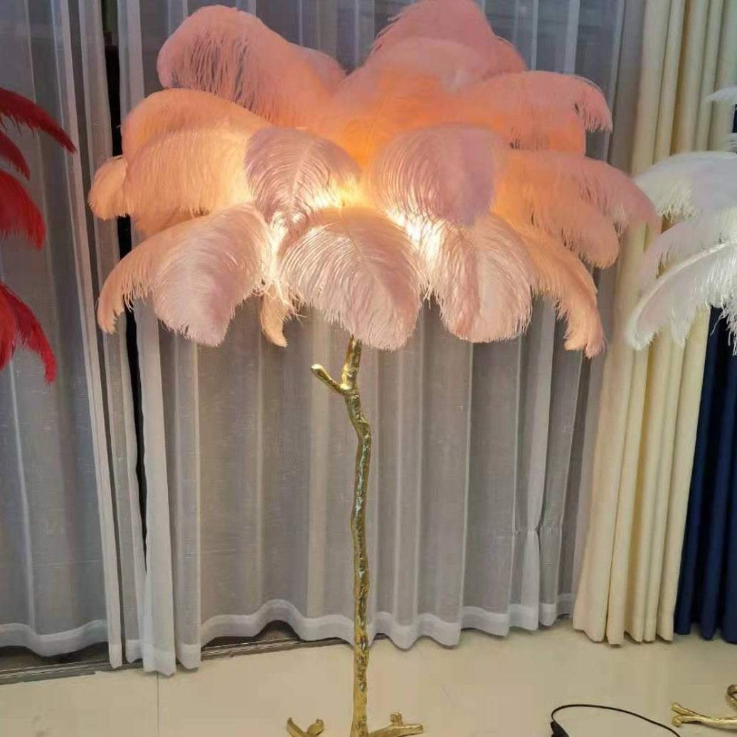 Yono Floor Table Lamp Ostrich Feathers Exclusive Nordic Luxury