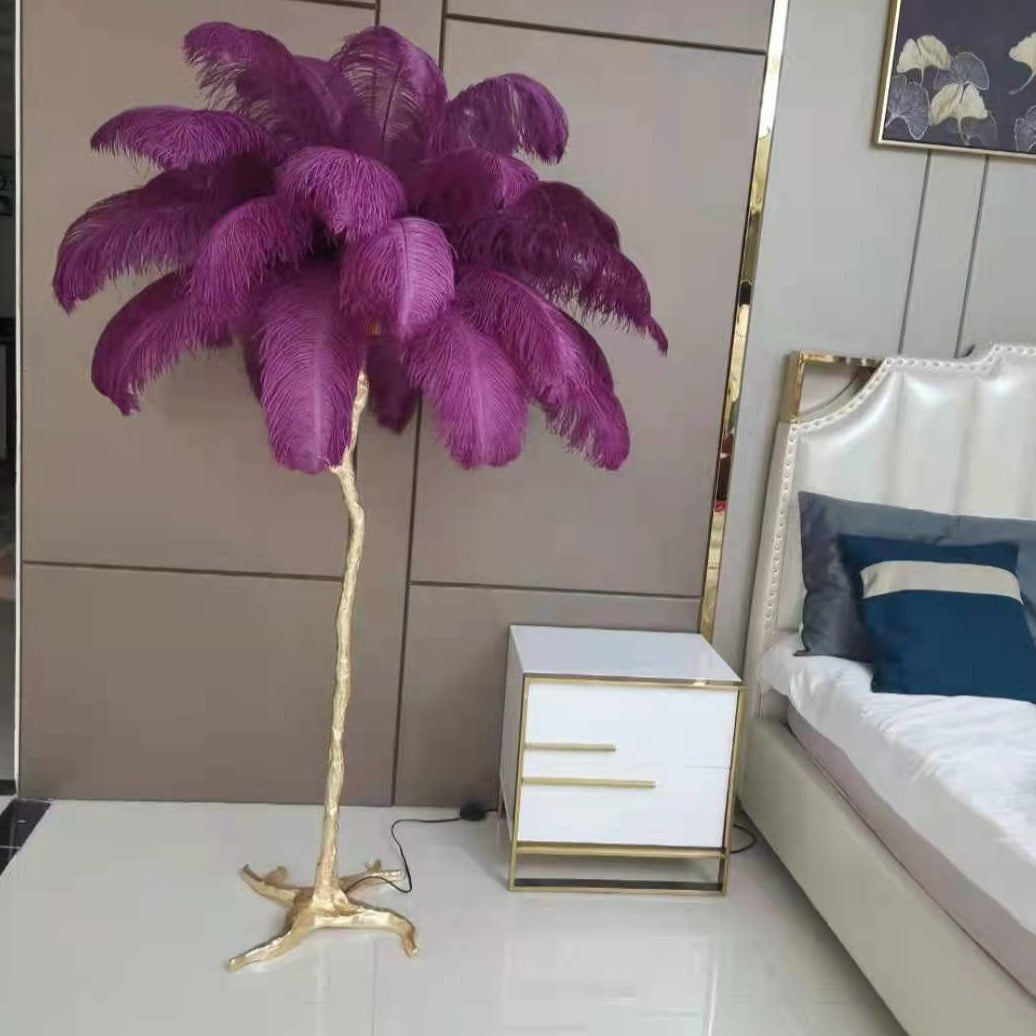 Yono Floor Table Lamp Ostrich Feathers Exclusive Nordic Luxury