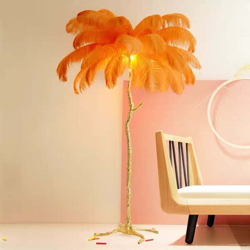 Yono Floor Table Lamp Ostrich Feathers Exclusive Nordic Luxury