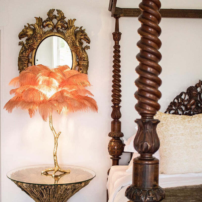 Yono Floor Table Lamp Ostrich Feathers Exclusive Nordic Luxury