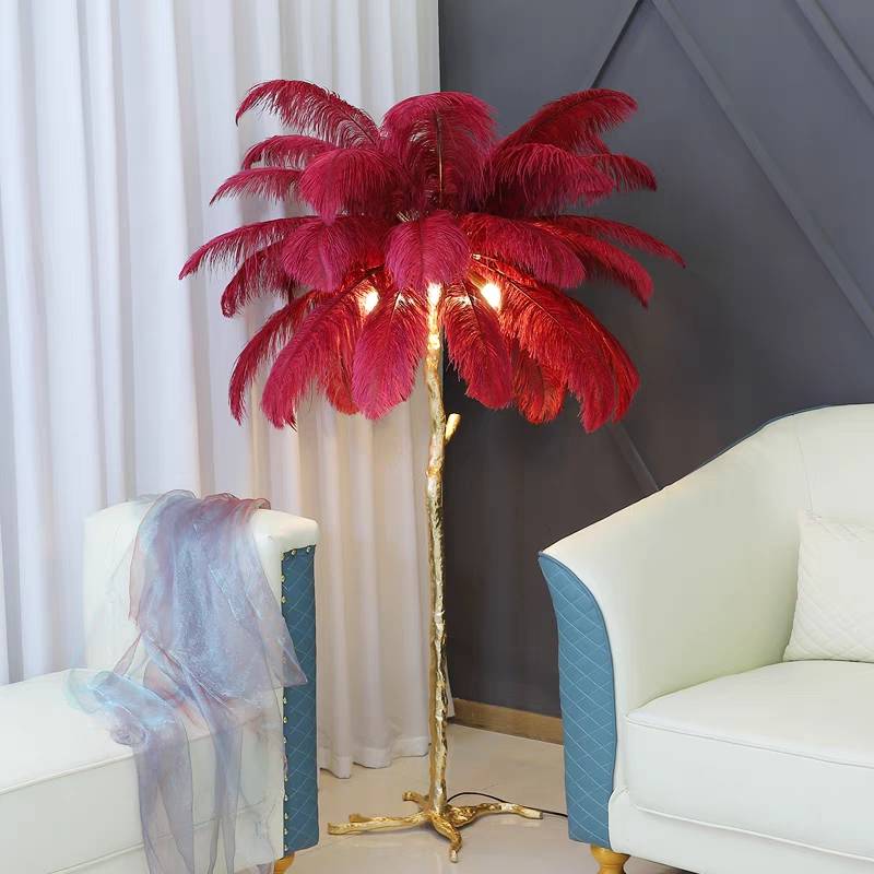 Yono Floor Table Lamp Ostrich Feathers Exclusive Nordic Luxury
