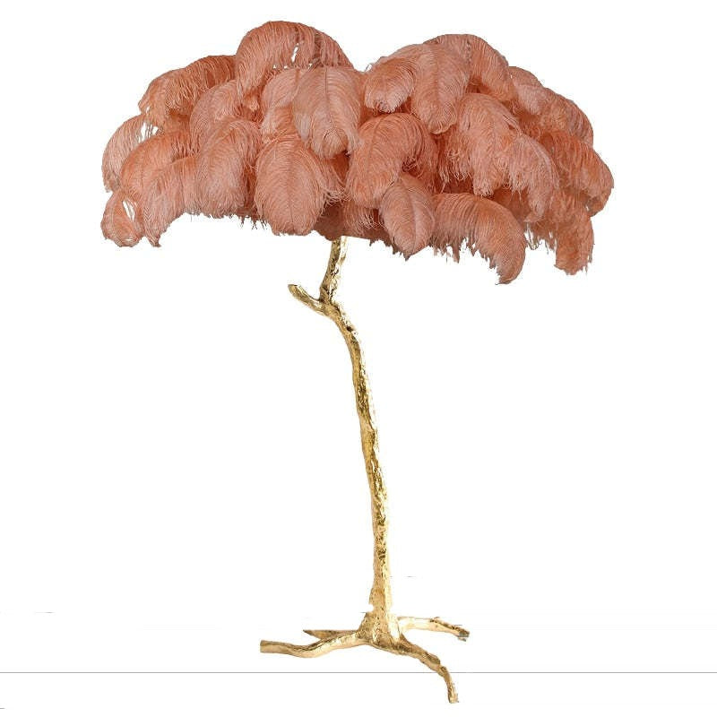 Yono Floor Table Lamp Ostrich Feathers Exclusive Nordic Luxury