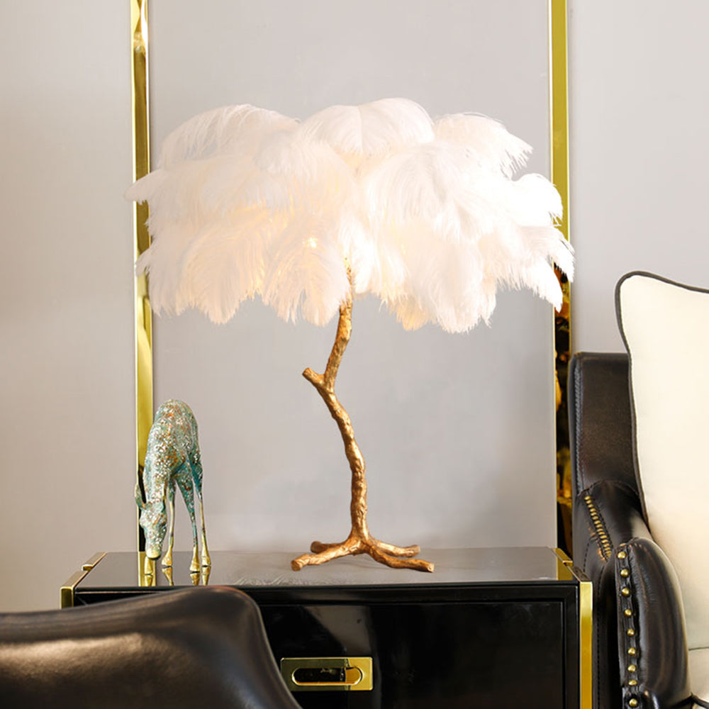 Yono Floor Table Lamp Ostrich Feathers Exclusive Nordic Luxury