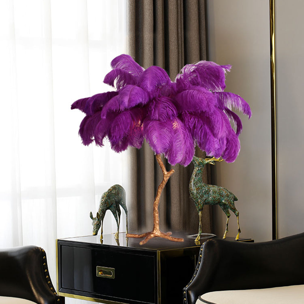 Yono Floor Table Lamp Ostrich Feathers Exclusive Nordic Luxury