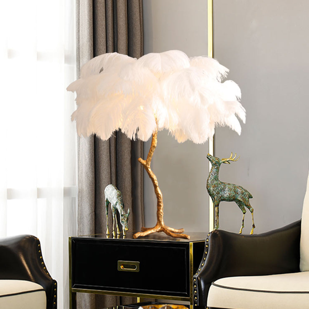 Yono Floor Table Lamp Ostrich Feathers Exclusive Nordic Luxury