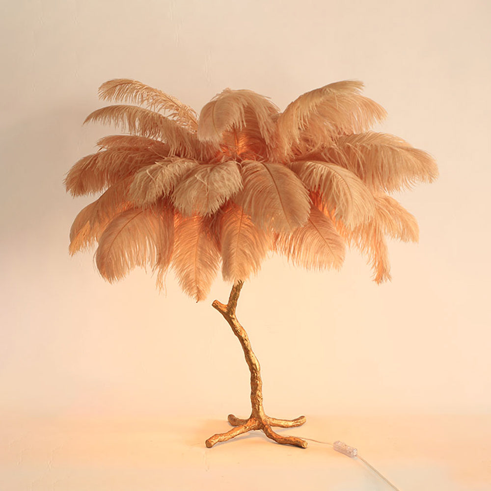 Yono Floor Table Lamp Ostrich Feathers Exclusive Nordic Luxury