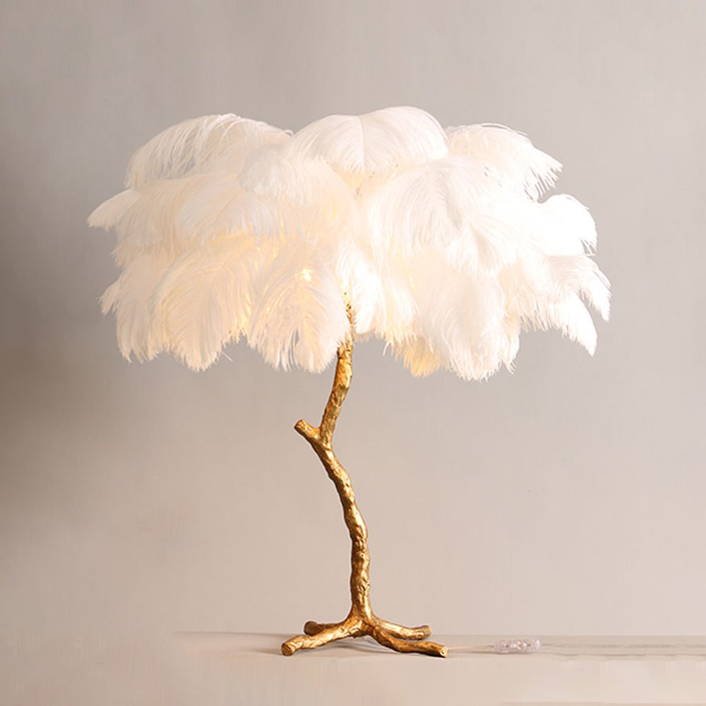 Yono Floor Table Lamp Ostrich Feathers Exclusive Nordic Luxury