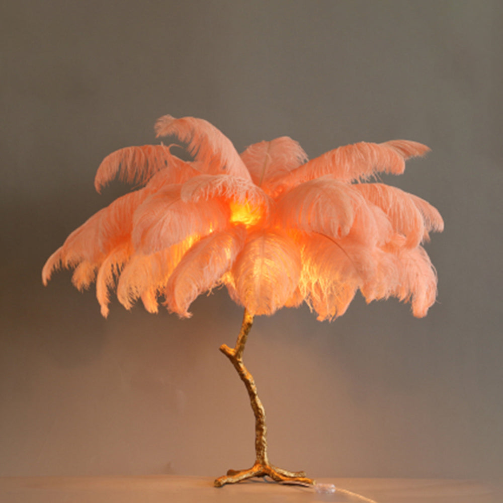 Yono Floor Table Lamp Ostrich Feathers Exclusive Nordic Luxury