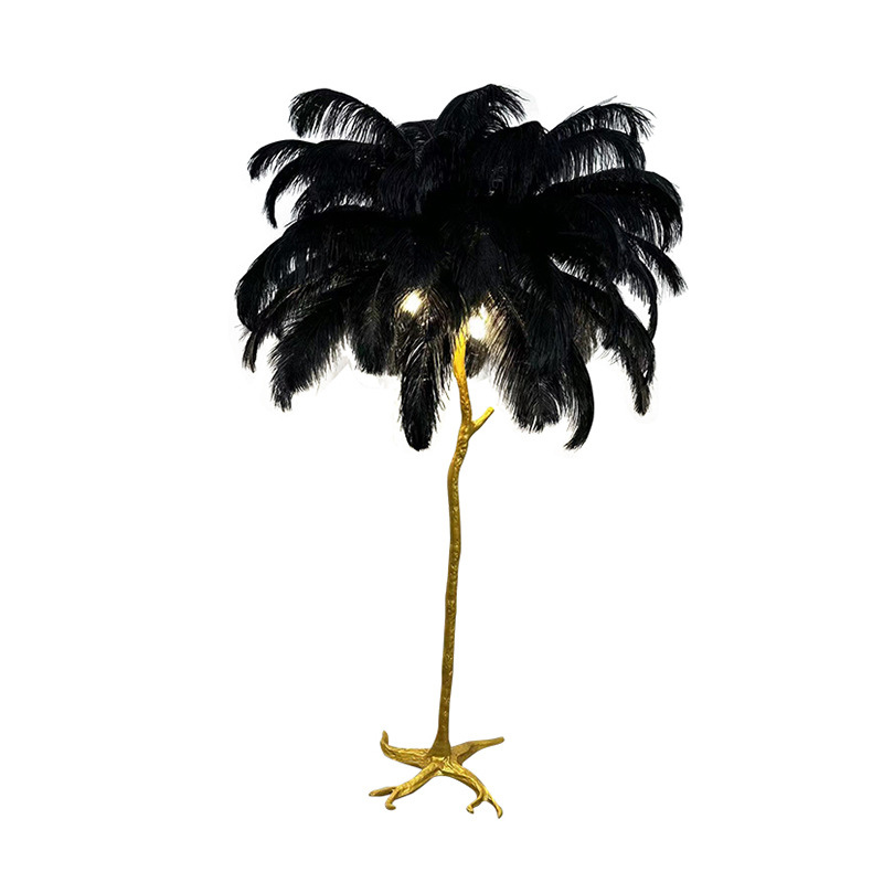 Yono Floor Table Lamp Ostrich Feathers Exclusive Nordic Luxury