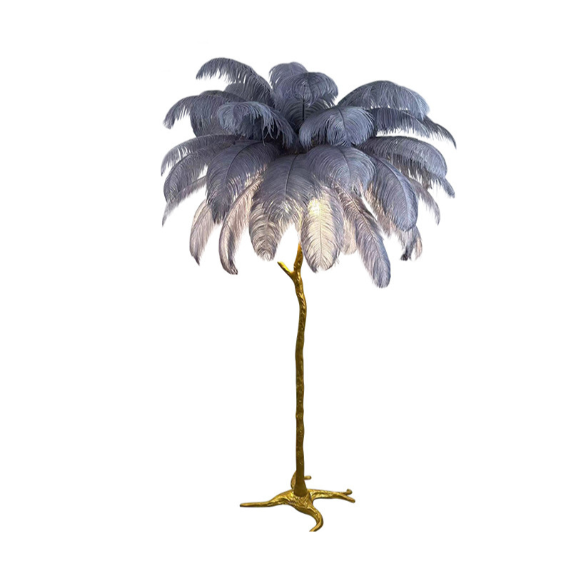 Yono Floor Table Lamp Ostrich Feathers Exclusive Nordic Luxury