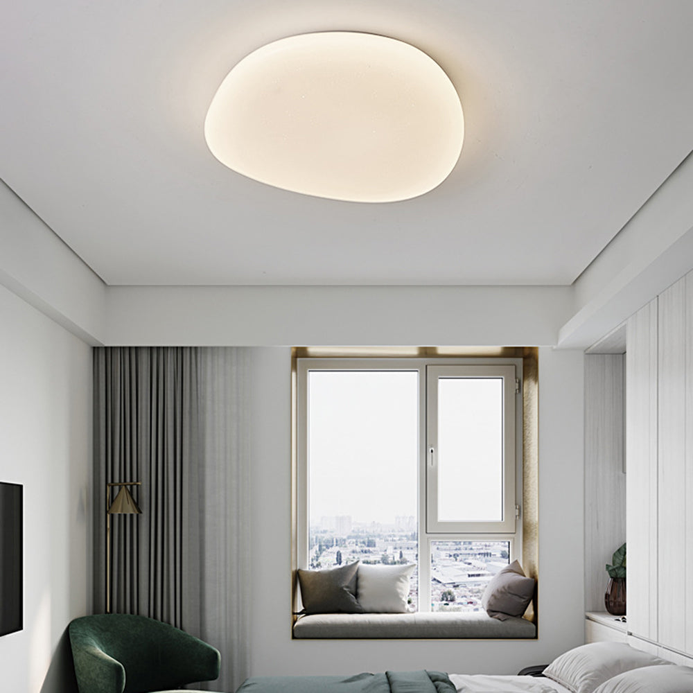 Soleil Flush Mount Ceiling Light Modern Pebble Shape Bedroom Living Room