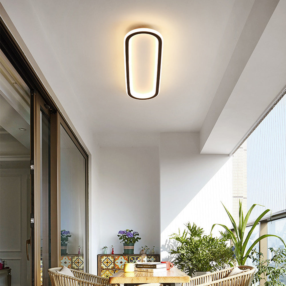Soleil Ceiling Light Modern Rectangular Recessed Metal Acrylic Living Room