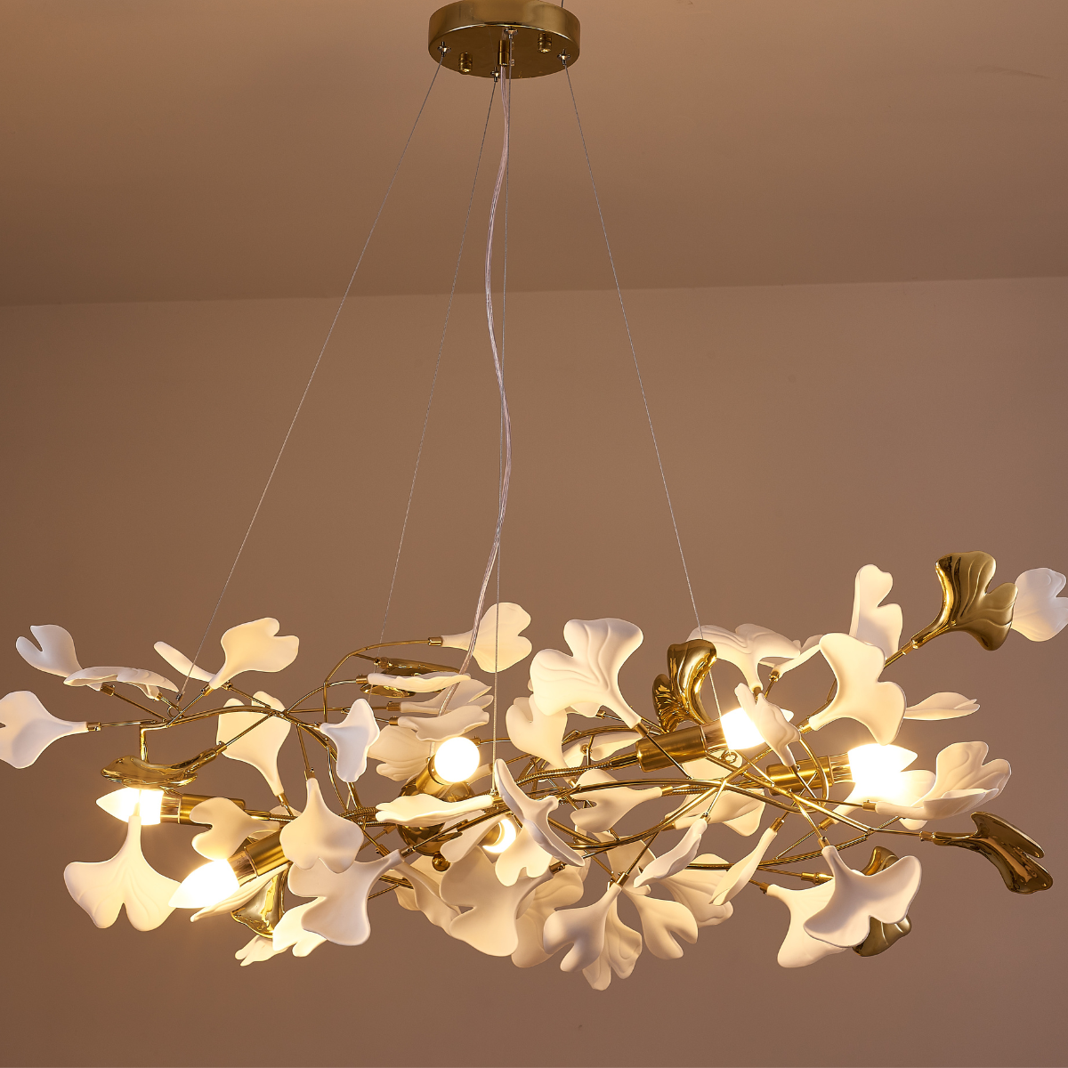 Aura Chandelier Luxury Acrylic Modern LED Gold Metal Living Room