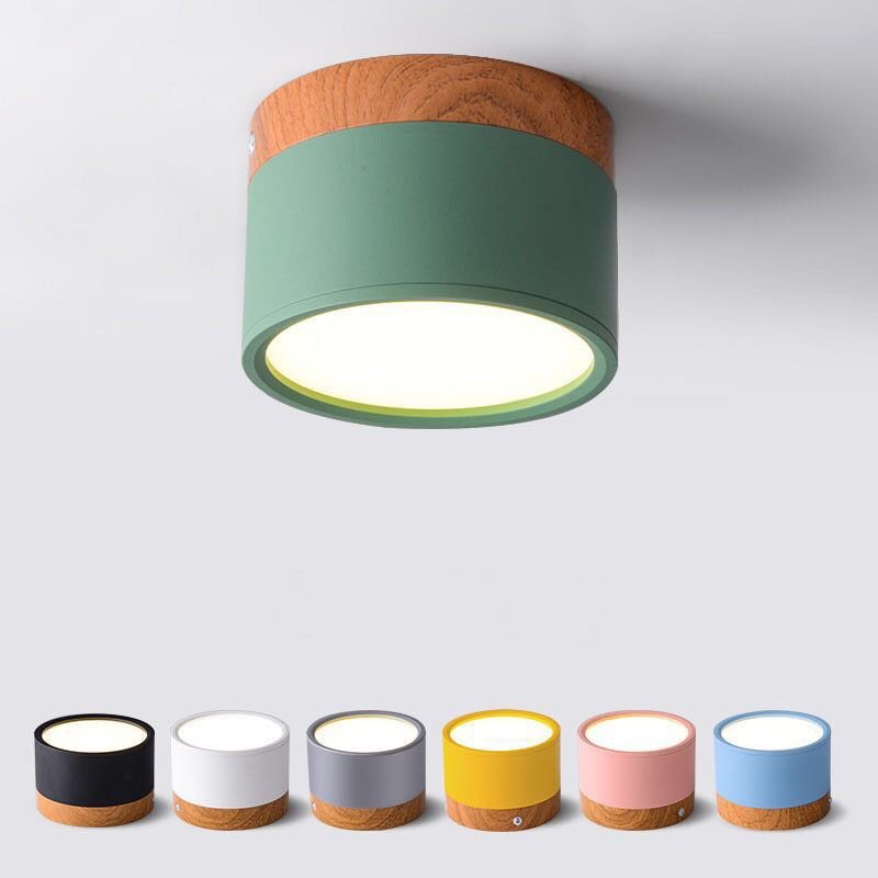 Halo Flush Mount Ceiling Light Modern Cylindrical Metal Acrylic