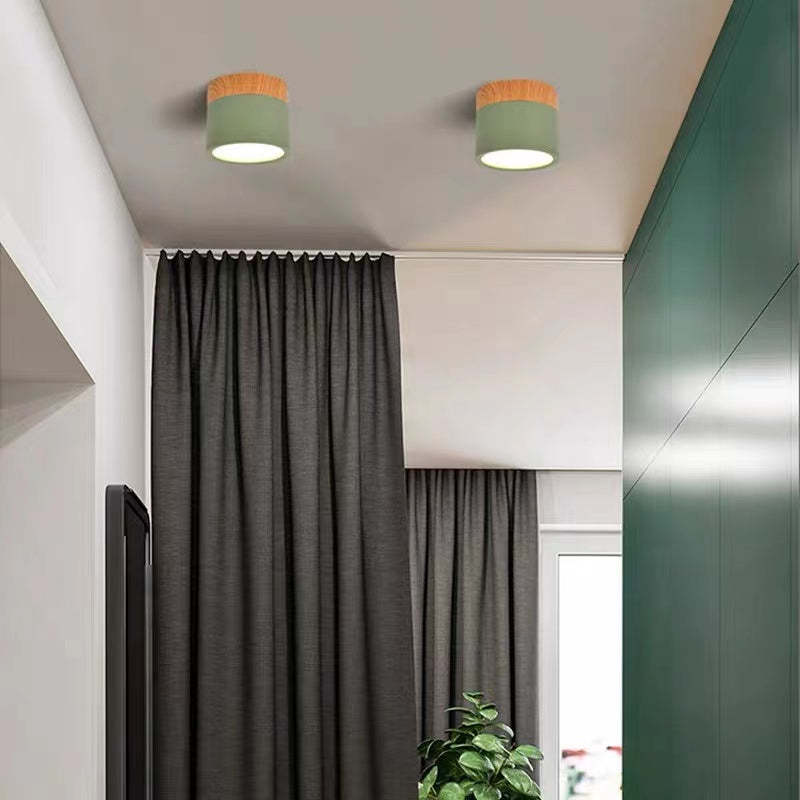 Halo Flush Mount Ceiling Light Modern Cylindrical Metal Acrylic