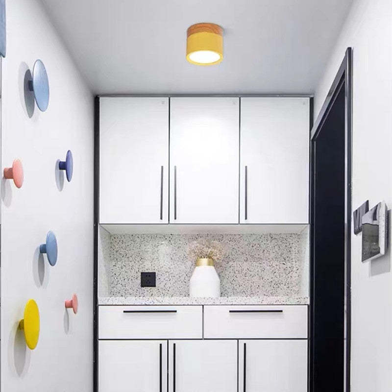 Halo Flush Mount Ceiling Light Modern Cylindrical Metal Acrylic