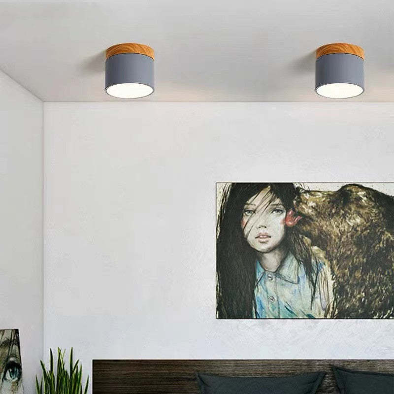 Halo Flush Mount Ceiling Light Modern Cylindrical Metal Acrylic