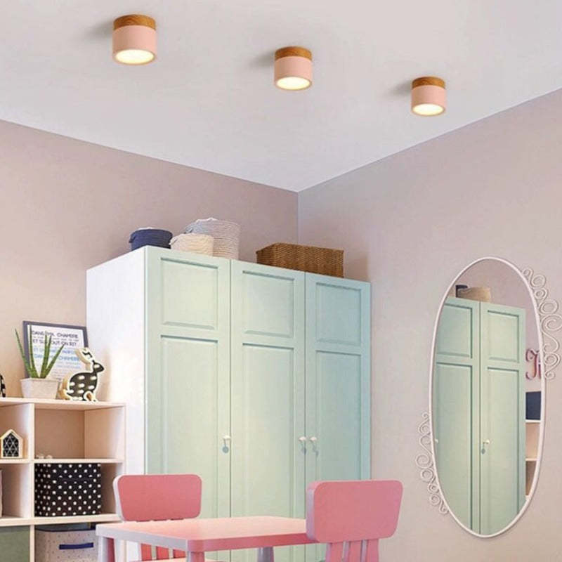 Halo Flush Mount Ceiling Light Modern Cylindrical Metal Acrylic
