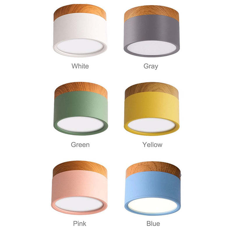 Halo Flush Mount Ceiling Light Modern Cylindrical Metal Acrylic