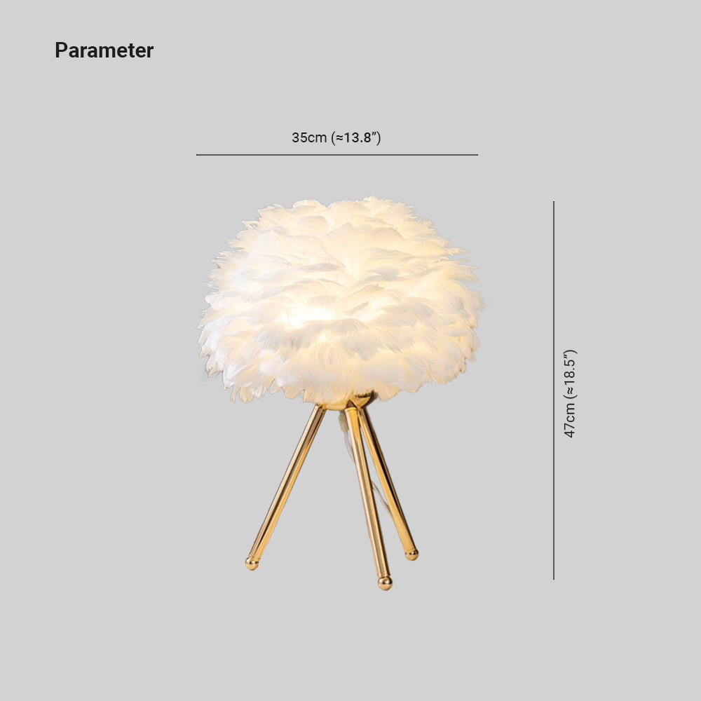 Yono Table Lamp Tripod with Feathers Modern Living Room Dining Room