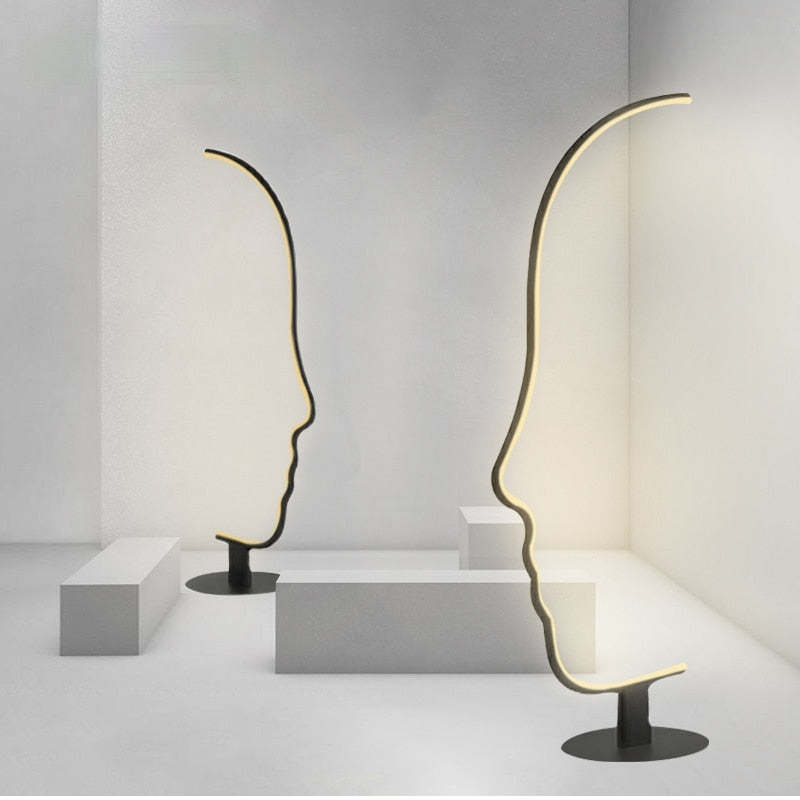 Zephyra Floor Lamp Human Face Profile Modern Arc Metal Silicon Living Room