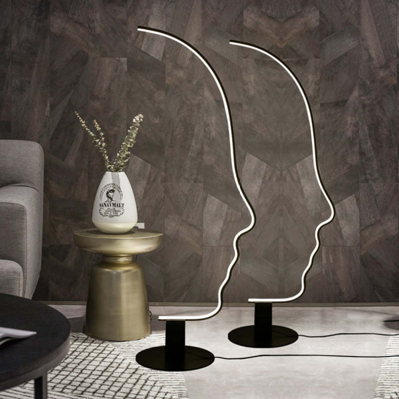 Zephyra Floor Lamp Human Face Profile Modern Arc Metal Silicon Living Room
