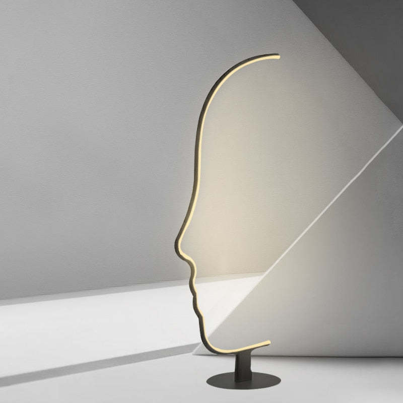 Zephyra Floor Lamp Human Face Profile Modern Arc Metal Silicon Living Room