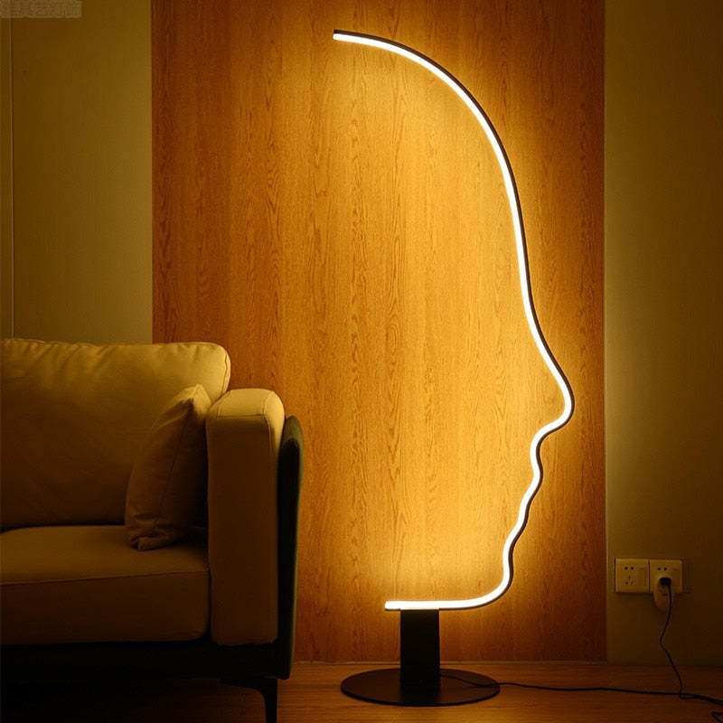 Zephyra Floor Lamp Human Face Profile Modern Arc Metal Silicon Living Room