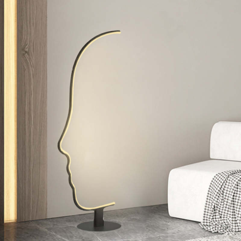 Zephyra Floor Lamp Human Face Profile Modern Arc Metal Silicon Living Room