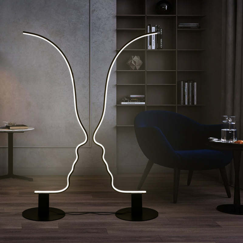 Zephyra Floor Lamp Human Face Profile Modern Arc Metal Silicon Living Room
