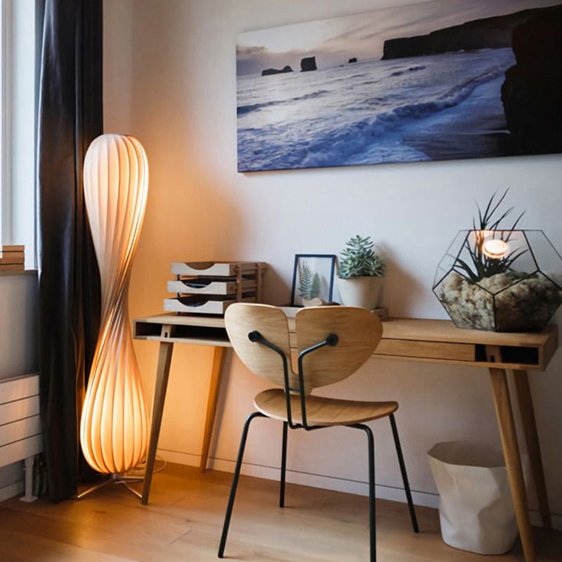 Yono Floor Lamp Modern Twisted Wood Living Room Bedroom
