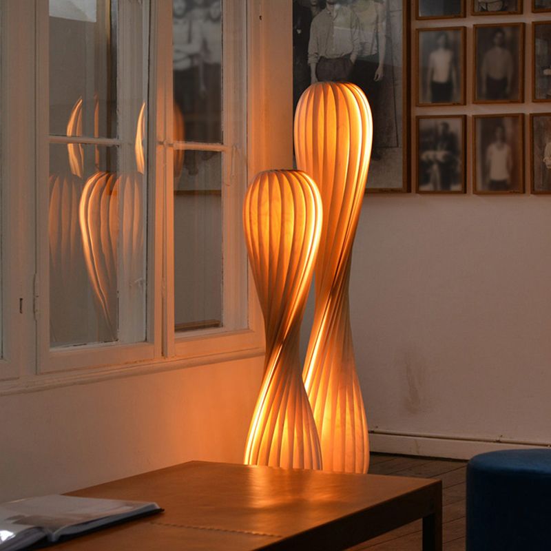 Yono Floor Lamp Modern Twisted Wood Living Room Bedroom