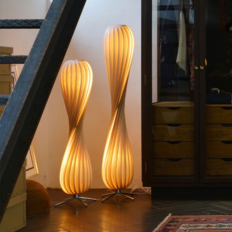 Yono Floor Lamp Modern Twisted Wood Living Room Bedroom