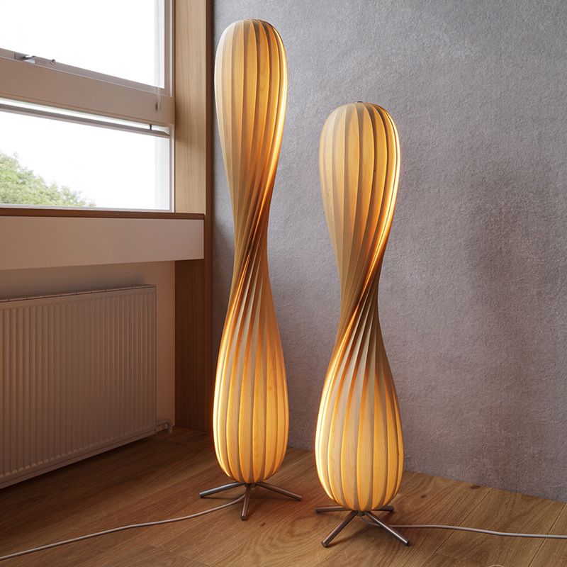 Yono Floor Lamp Modern Twisted Wood Living Room Bedroom