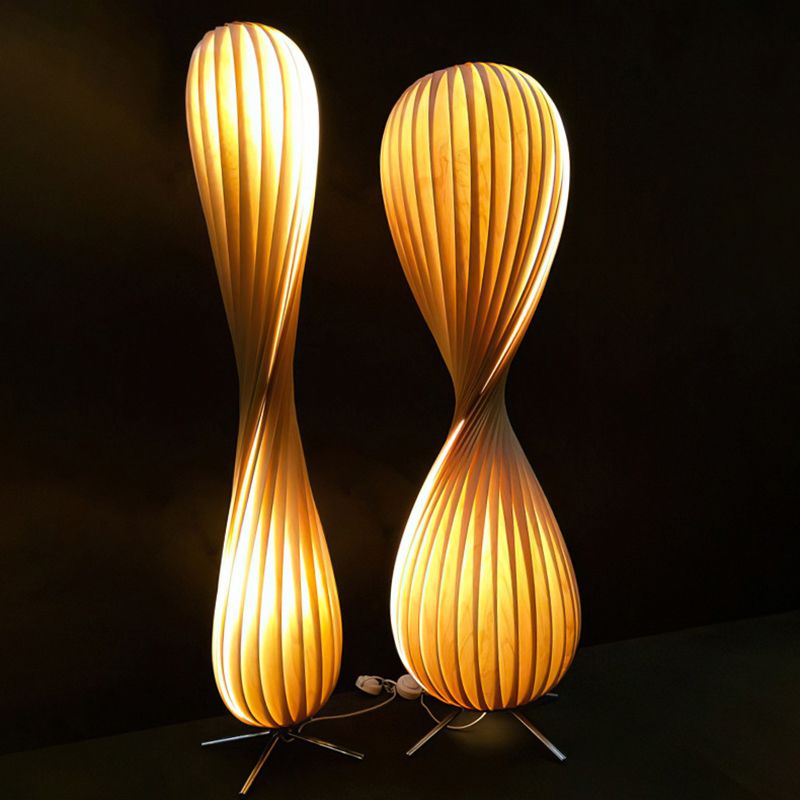 Yono Floor Lamp Modern Twisted Wood Living Room Bedroom