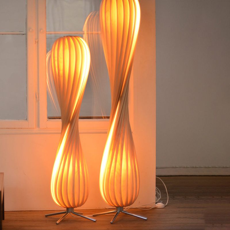 Yono Floor Lamp Modern Twisted Wood Living Room Bedroom