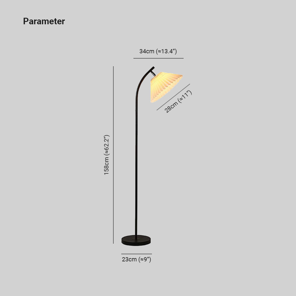 Mode Floor Lamp Modern Fabric Pleated Metal Arch Living Room