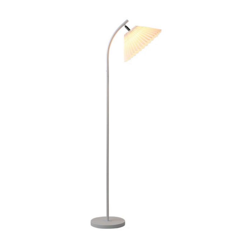 Mode Floor Lamp Modern Fabric Pleated Metal Arch Living Room
