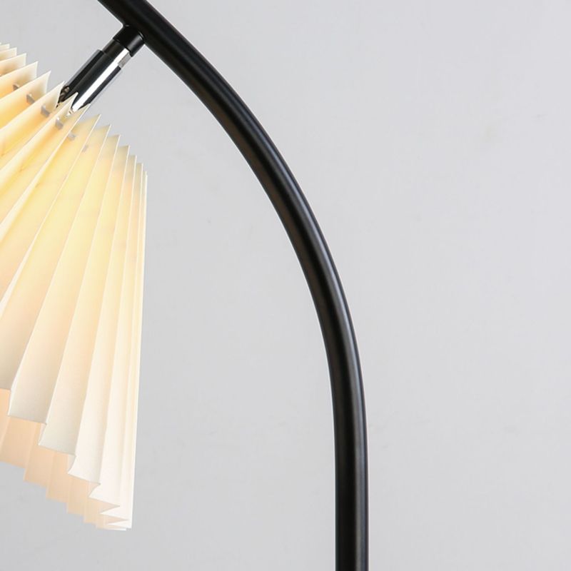 Mode Floor Lamp Modern Fabric Pleated Metal Arch Living Room